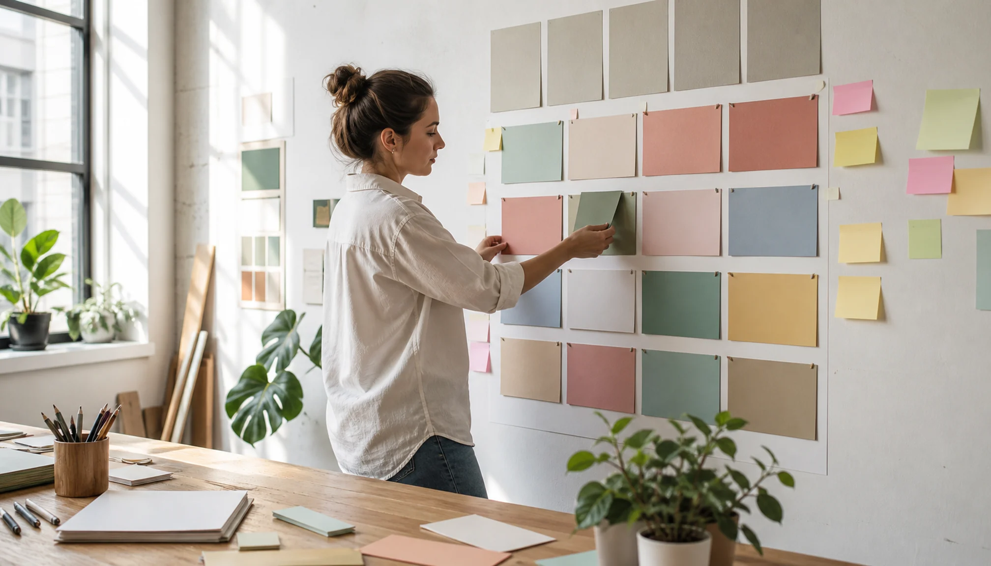 Apprenante organisant un calendrier de contenus